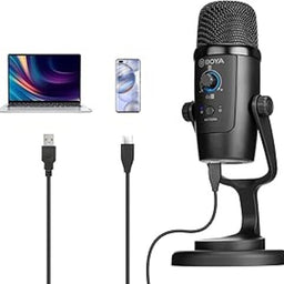 BOYA BY-PM500 USB Condenser Microphone with Table Stand for Streaming, Podcast, YouTube Mac PC and Smartphone USB-C