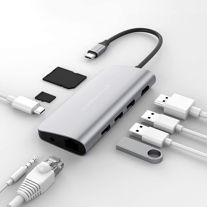 HYPER-HD30F-GRAY|HYPER DRIVE POWER 9 IN 1 HUB GRAY