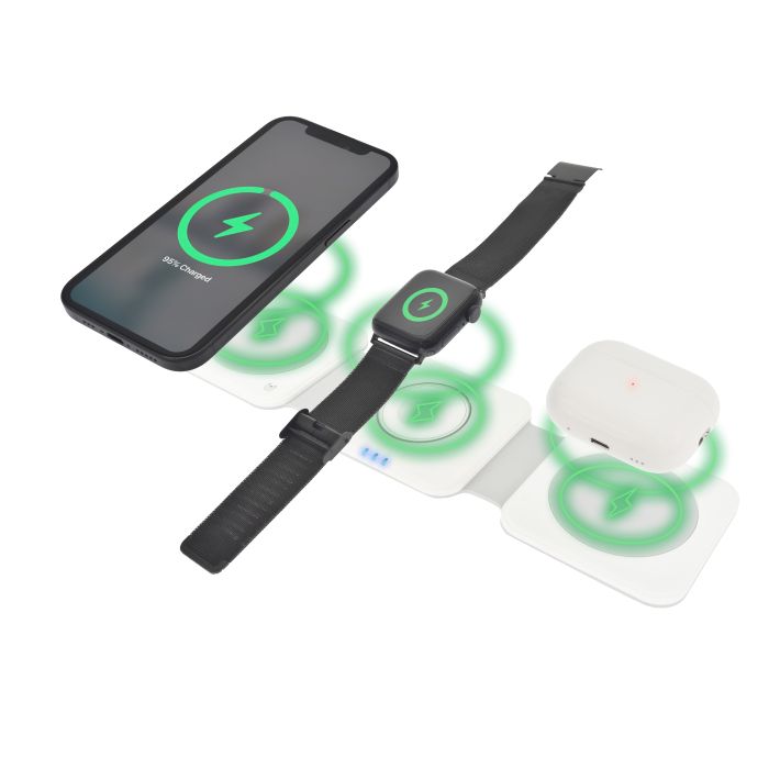 Dviced 3-in-1 foldable magnetic wireless charger - Black/Copper