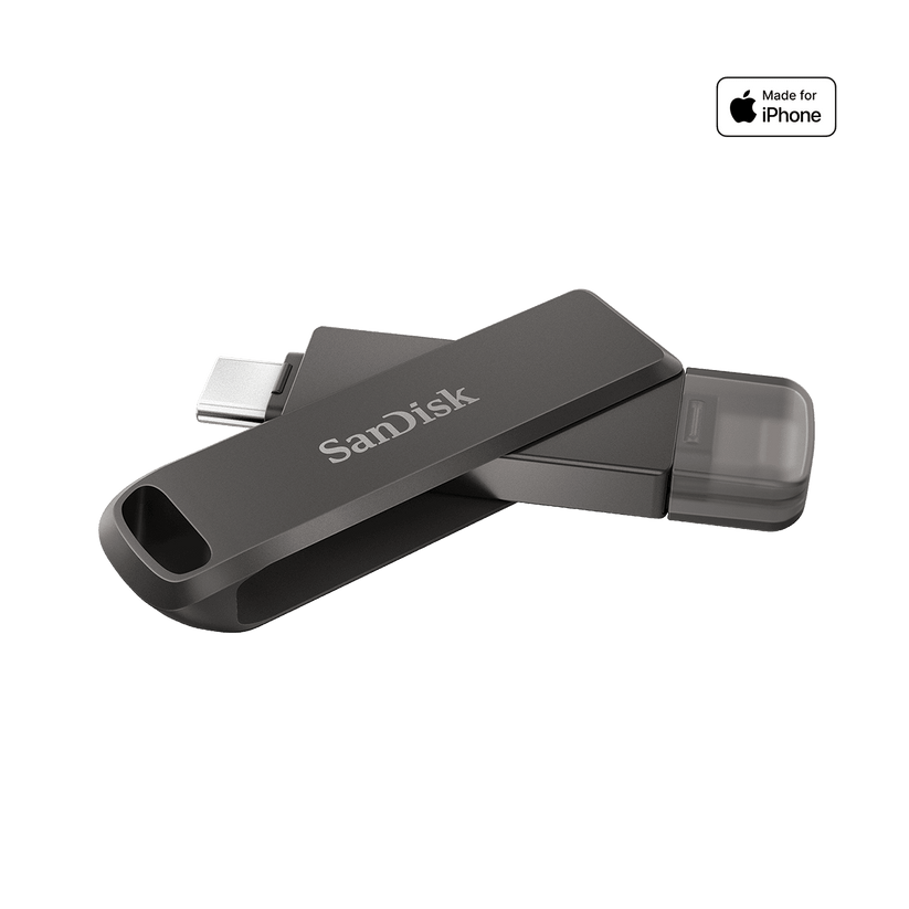 SanDisk iXpand Flash Drive Luxe 256GB - USB-C + Lightning - for iPhone, iPad, Mac, USB Type-C devices including Android