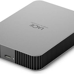 LaCie 1TB USB 3.2 Gen 1 Type-C,, Sleek Metalic Design Mobile Drive, Moon Silver