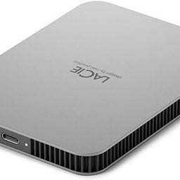 LaCie 2TB USB 3.2 Gen 1 Type-C, Sleek Metalic Design Mobile Drive, Silver