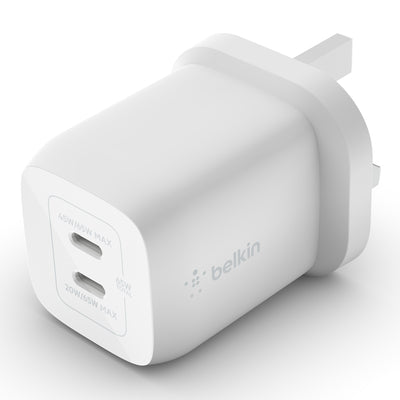 Belkin - Wall Charger - 65W Dual Usb-C Gan Pd with Pps - C1/C2=65 - C1+C2=45+20 - Black