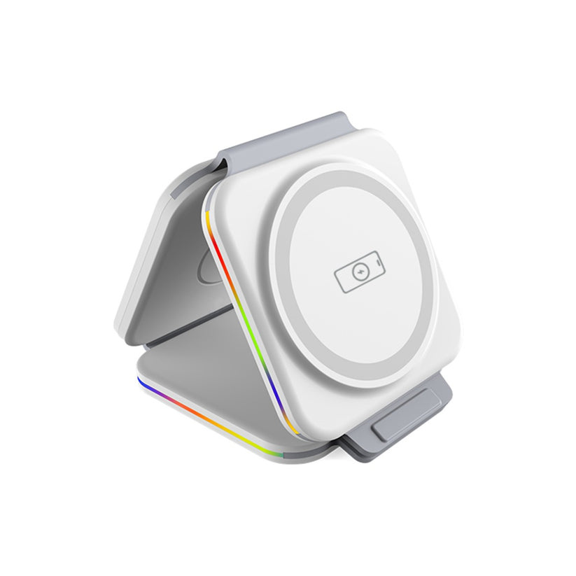 BAYKRON Premium Trio Folding Charger 3-in-1 Magnetic Wireless Charging , White