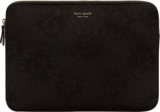 kate spade new york Slim Sleeve for 13 - Reverse Hollyhock Matte/Shiny Black/Gold Zipper/Gold Printed Logo