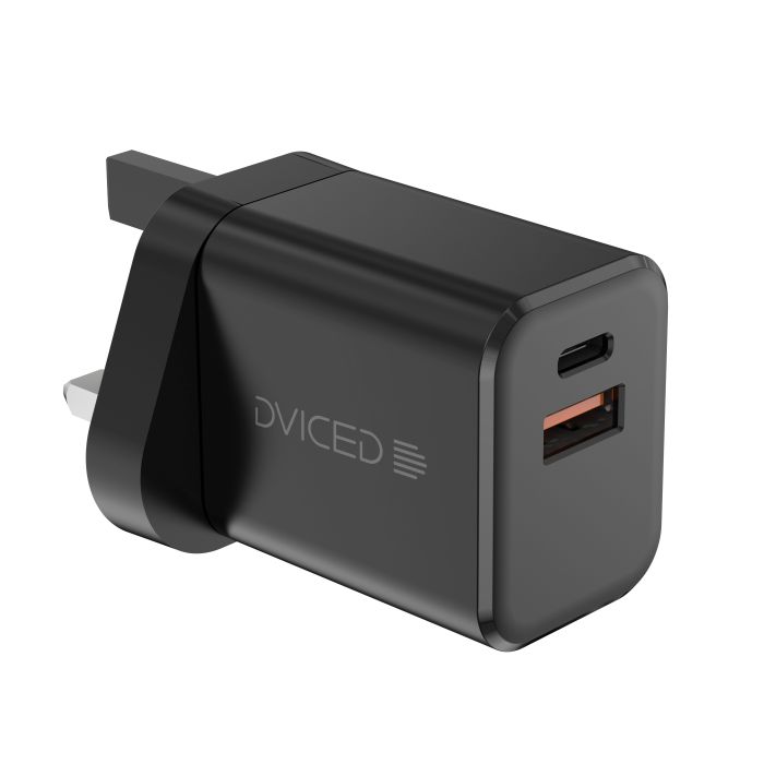 Dviced Wall charger, cable 35W GaN 1 USB-A 1 USB-C UK white