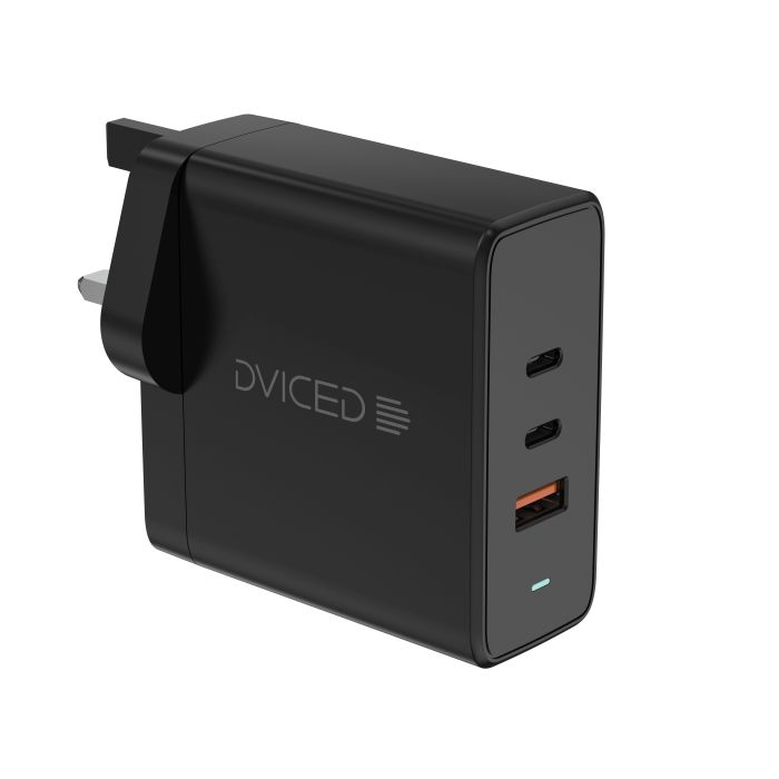 Dviced Wall charger, cable 140W GaN 2 USB-C 1 USB-A UK black