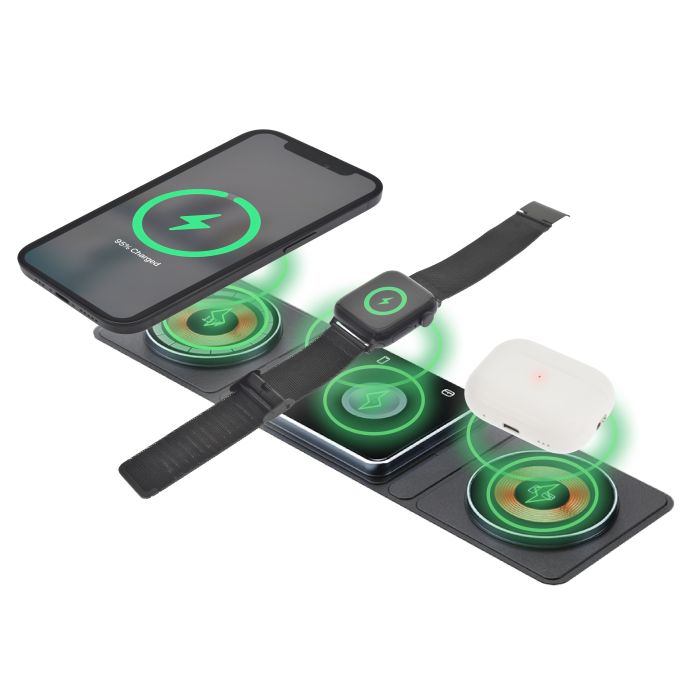 Dviced 3-in-1 foldable magnetic wireless charger - White