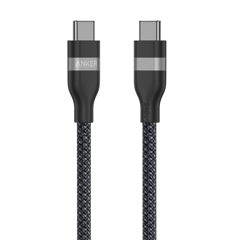 Anker USB-C to USB-C Cable (3ft, 240W, Upcycled-Braided) Black